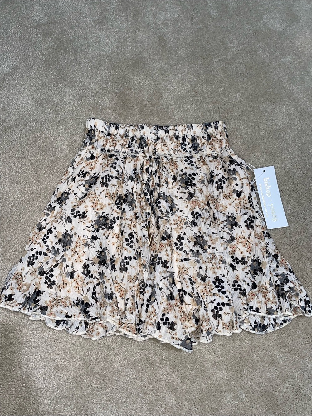 bishop + young Cream Floral Ruffle Skater Skirt